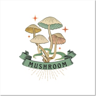 Colorful Vintage Mushroom Posters and Art